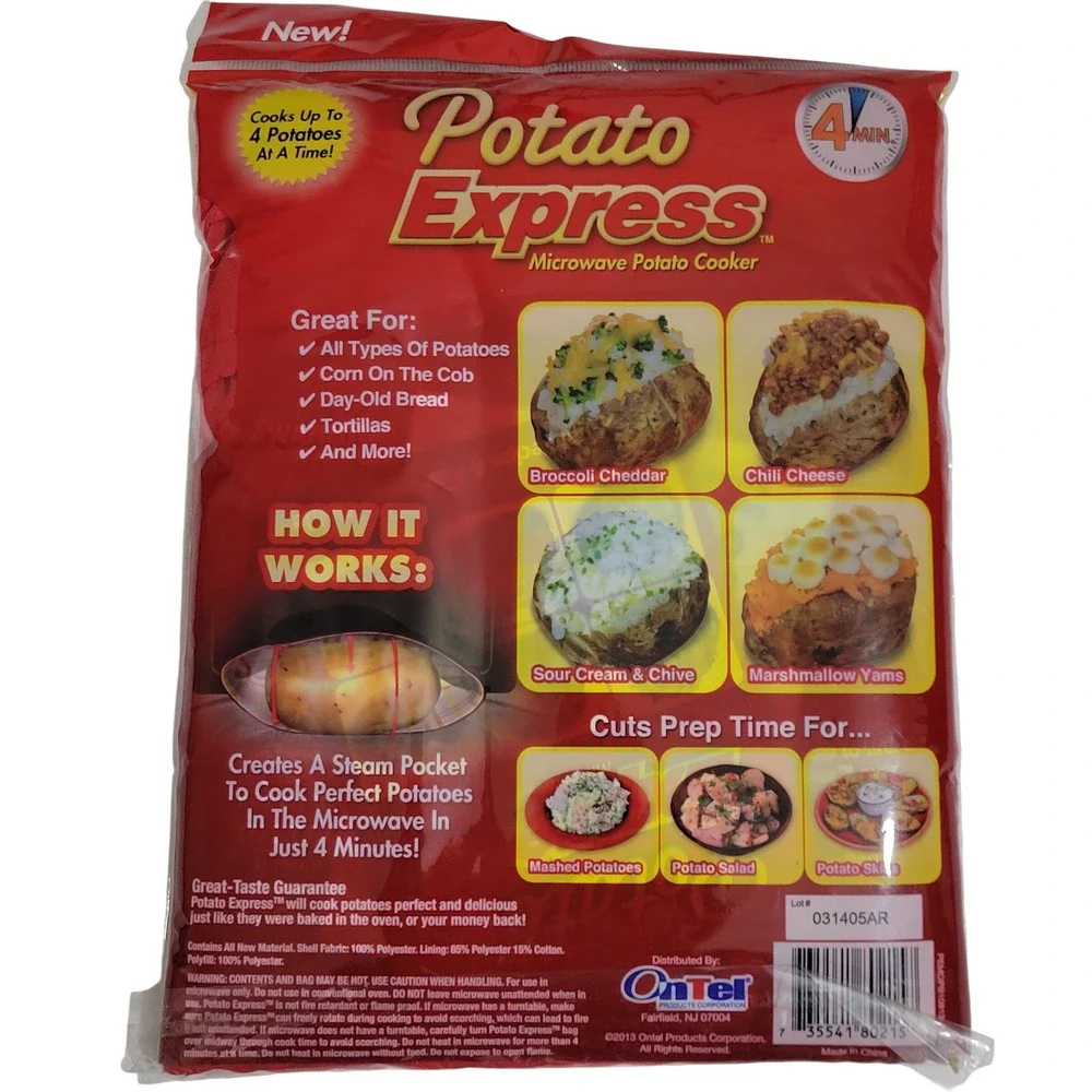 Potato Express Microwave Potato Cooker Bag Red Cooks‎ Up to 4 Potatoes in 4 Min